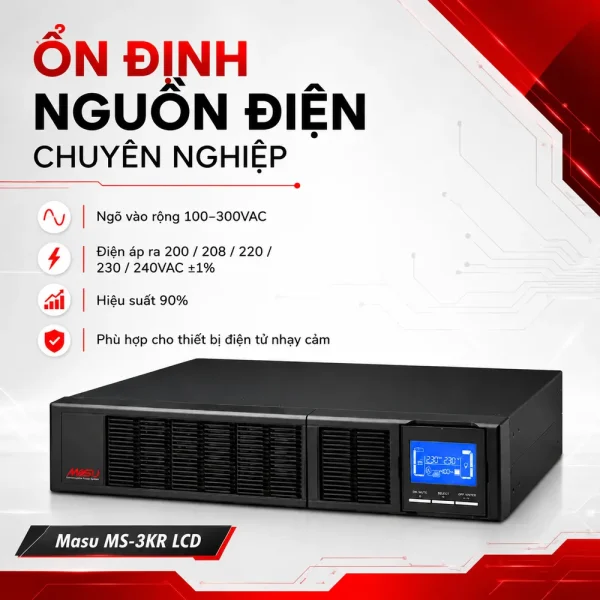 Bộ lưu điện UPS Online Rack Masu MS-3KR LCD