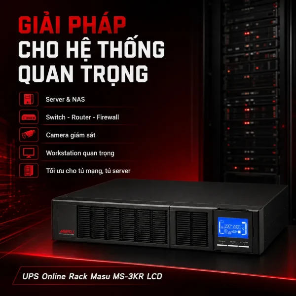 Bộ lưu điện UPS Online Rack Masu MS-3KR LCD