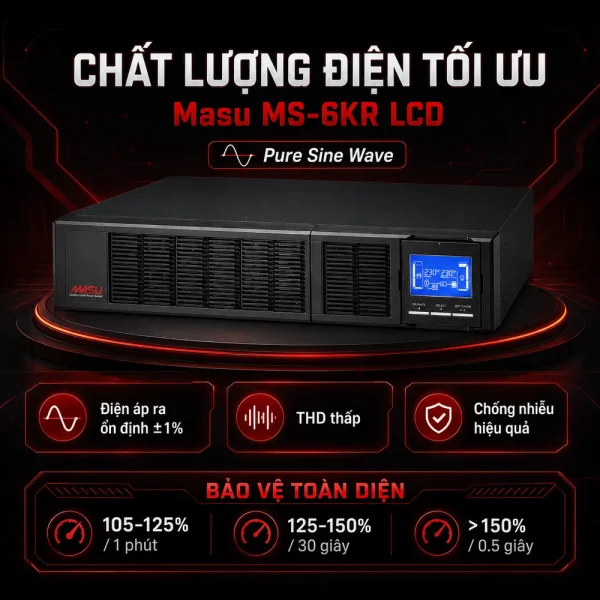 Bộ lưu điện UPS Online Rack Masu MS-6KR LCD