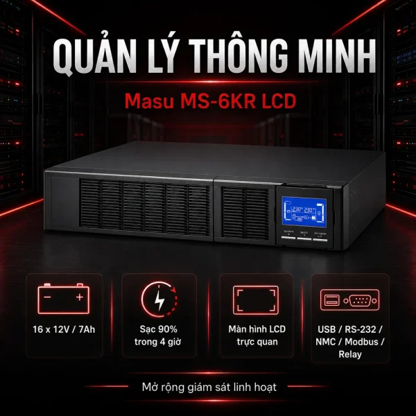 Bộ lưu điện UPS Online Rack Masu MS-6KR LCD