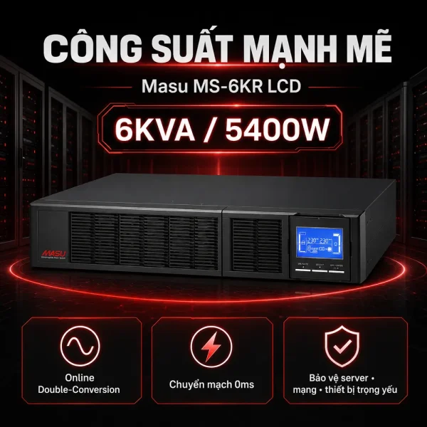 Bộ lưu điện UPS Online Rack Masu MS-6KR LCD