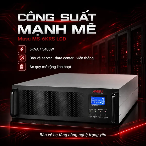 Bộ lưu điện UPS Online Rack Masu MS-6KRS LCD