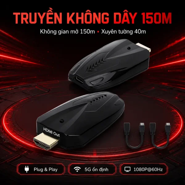 Bộ truyền tín hiệu HDMI HDTEC WIRELESS 150 Mét