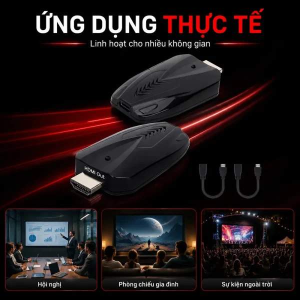Bộ truyền tín hiệu HDMI HDTEC WIRELESS 150 Mét