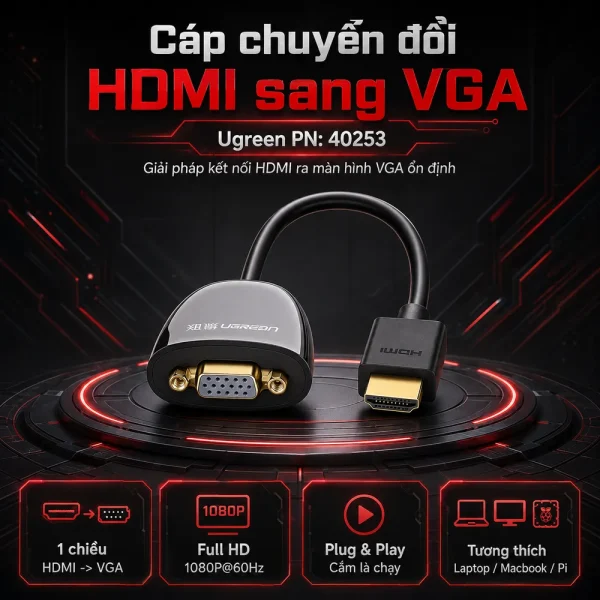 Cáp chuyển đổi HDMI sang VGA Ugreen PN: 40253