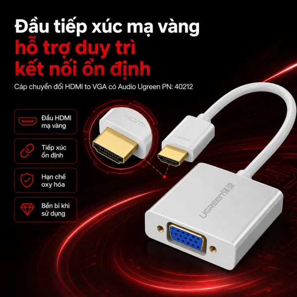 Cáp chuyển đổi HDMI to VGA có Audio Ugreen PN: 40212