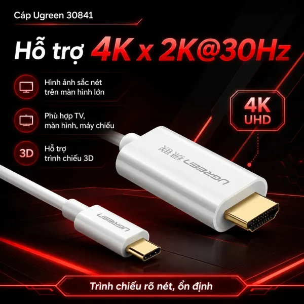 Cáp chuyển đổi Ugreen 30841 USB Type-C to HDMI