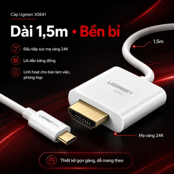 Cáp chuyển đổi Ugreen 30841 USB Type-C to HDMI