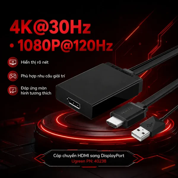 Cáp chuyển HDMI sang Displayport Chính Hãng Ugreen 40238