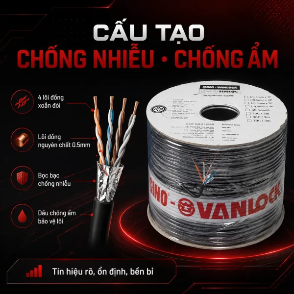 Cáp điện thoại 2 đôi – 2 pair (4 lõi) Sino
