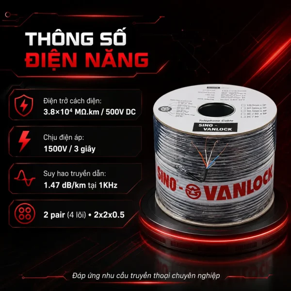 Cáp điện thoại 2 đôi – 2 pair (4 lõi) Sino