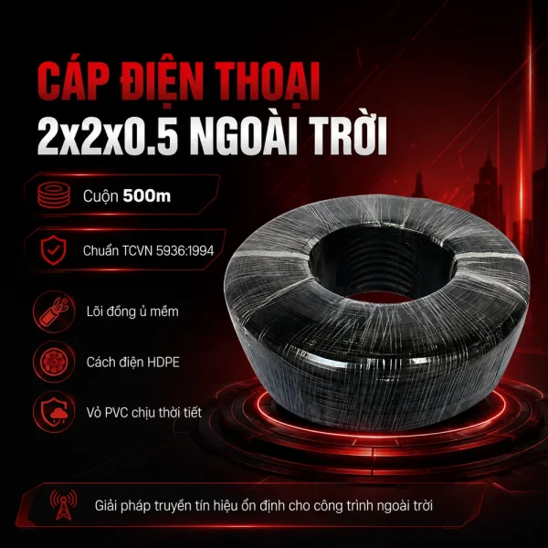 Cáp điện thoại 2x2x0.5 ngoài trời ( cuộn 500m )