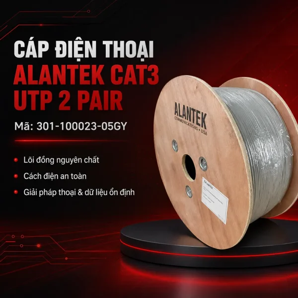 Cáp điện thoại Alantek Cat3 UTP 2 pair 301-100023-05GY