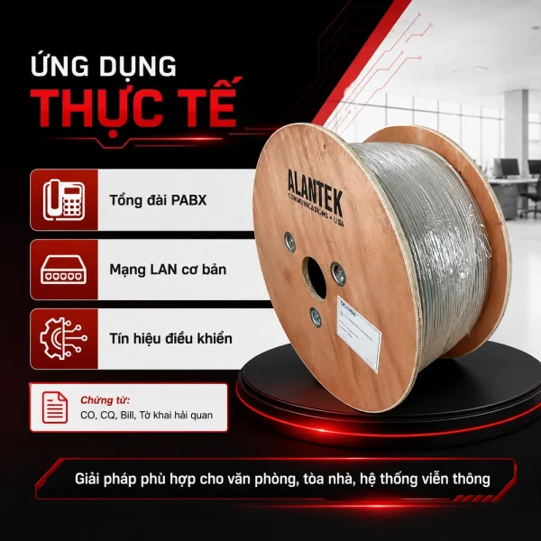 Cáp điện thoại Alantek Cat3 UTP 2 pair 301-100023-05GY