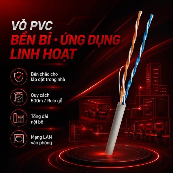 Cáp điện thoại Cat3 UTP Copper 500M HDPRO