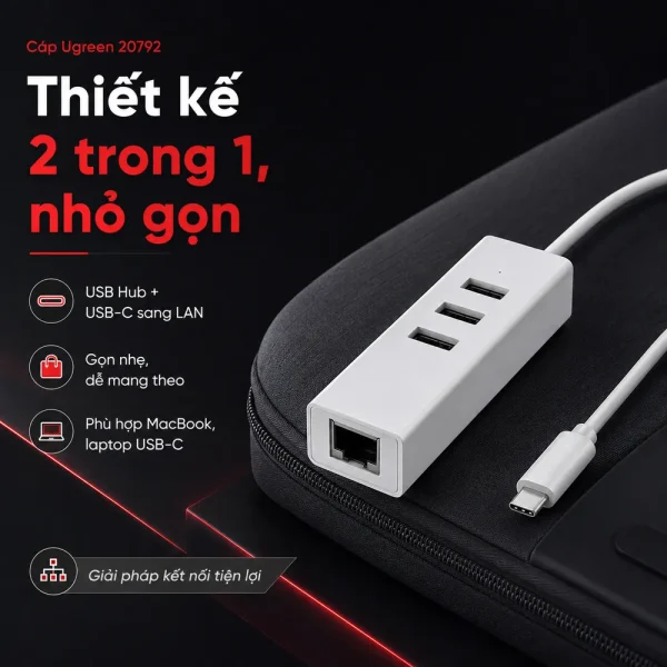 Cáp Ugreen 20792 USB Type C ra 3 cổng USB 2.0