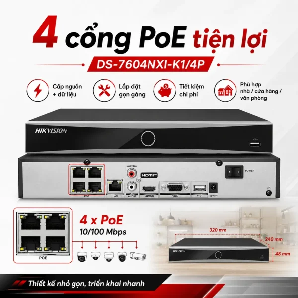 Đầu ghi IP Hikvision DS-7604NXI-K1/4P