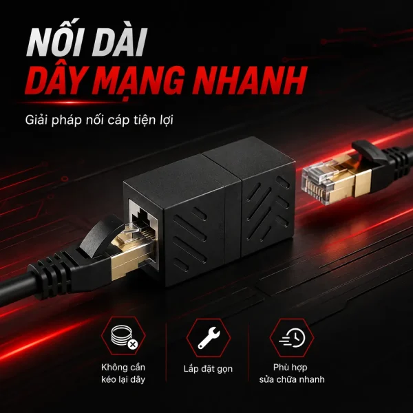 Đầu nối cáp Mạng RJ45 1 to 1 Loại Tốt Chống nhiễu