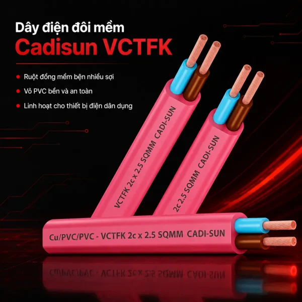 Dây điện Cadisun đôi mềm VCTFK