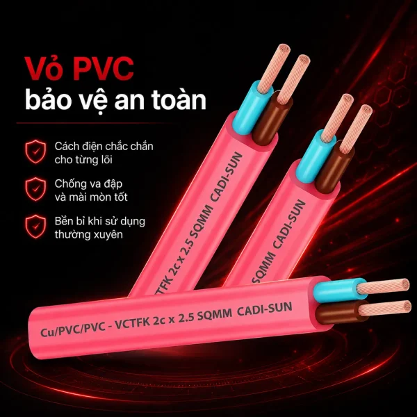 Dây điện Cadisun đôi mềm VCTFK