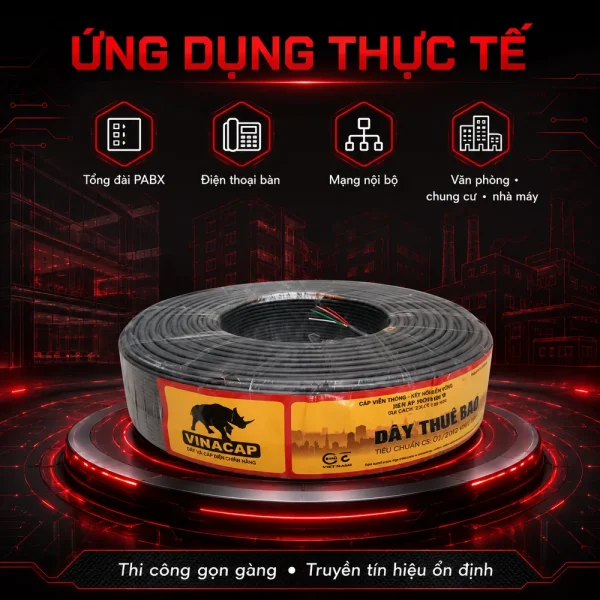 Dây điện thoại 2 đôi – 2 pair (4 lõi 2x2x0.4) Vinacap