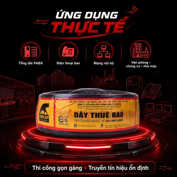 Dây điện thoại 2 đôi – 2 pair (4 lõi 2x2x0.5) Vinacap