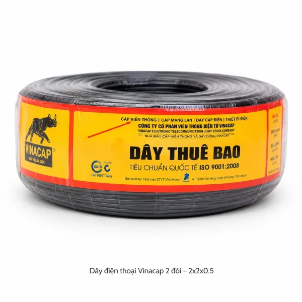 Dây điện thoại 2 đôi – 2 pair (4 lõi 2x2x0.5) Vinacap