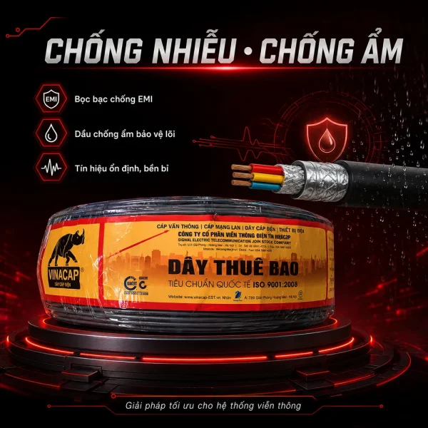 Dây điện thoại 2 đôi – 2 pair (4 lõi 2x2x0.5) Vinacap
