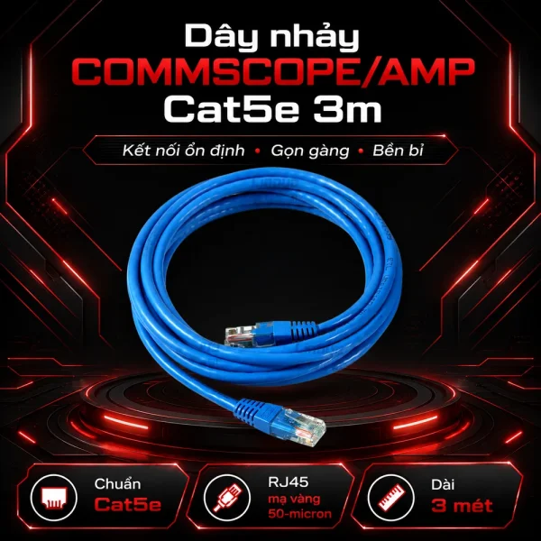 Dây nhảy COMMSCOPE/AMP Cat5e 3m – Patch cord COMMSCOPE/AMP
