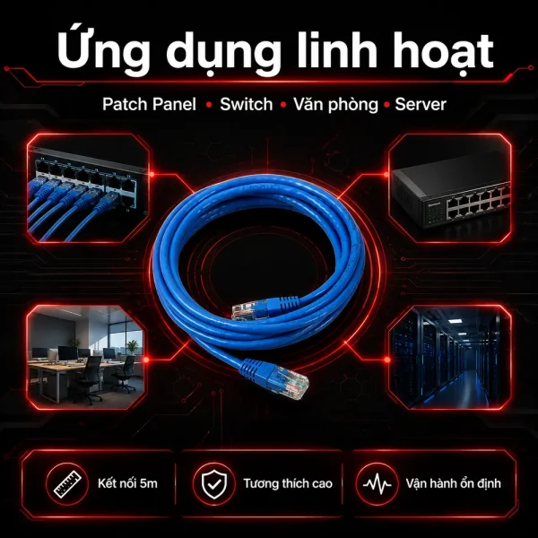 Dây nhảy COMMSCOPE/AMP Cat5e 5m – Patch cord COMMSCOPE/AMP