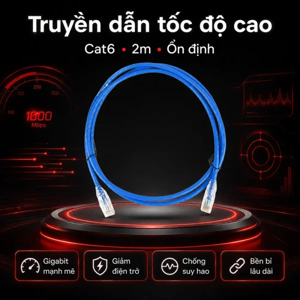 Dây nhảy COMMSCOPE/AMP Cat6 2m – NPC06UVDB-BL007F