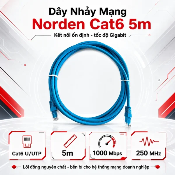 Dây nhảy mạng 5m Cat6 U/UTP Norden 127-M1105BL