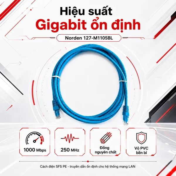 Dây nhảy mạng 5m Cat6 U/UTP Norden 127-M1105BL