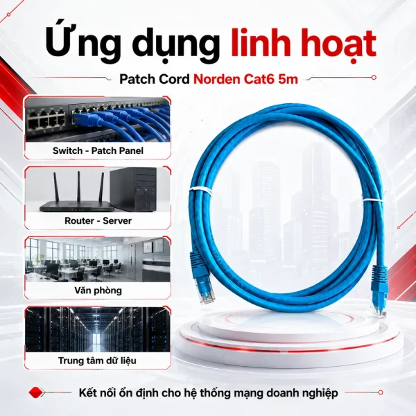 Dây nhảy mạng 5m Cat6 U/UTP Norden 127-M1105BL