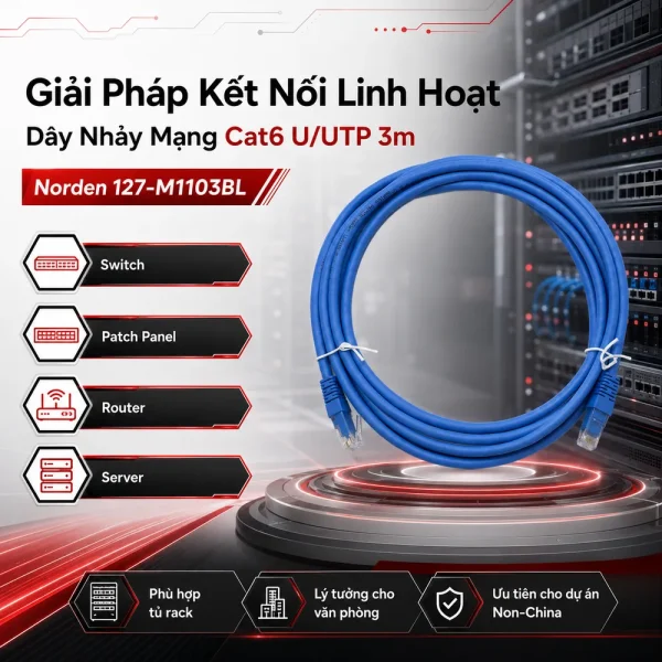 Dây nhảy mạng Cat6 U/UTP 3m Norden 127-M1103BL