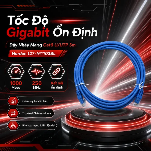 Dây nhảy mạng Cat6 U/UTP 3m Norden 127-M1103BL