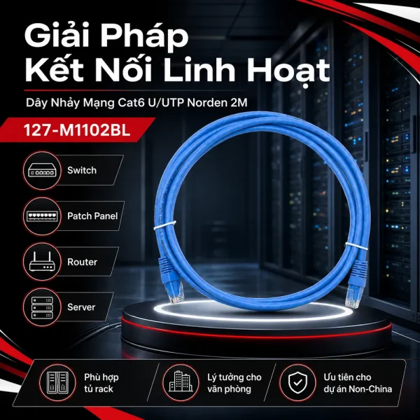 Dây nhảy mạng Cat6 U/UTP NORDEN 2M 127-M1102BL (màu xanh)