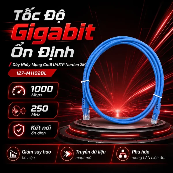 Dây nhảy mạng Cat6 U/UTP NORDEN 2M 127-M1102BL (màu xanh)