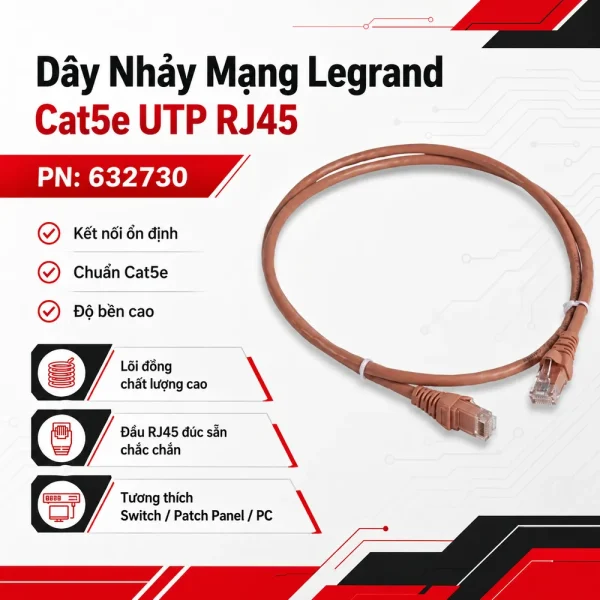 Dây nhảy mạng Legrand cat5e UTP RJ45 độ dài tuỳ chọn PN:632730