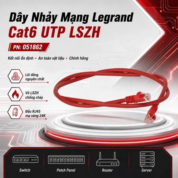 Dây nhảy mạng Legrand cat6 UTP LSZH PN:051862