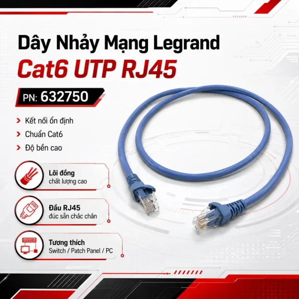 Dây nhảy mạng Legrand cat6 UTP RJ45 PN:632750 Độ dài tuỳ chọn