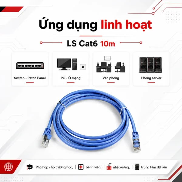 Dây nhảy mạng LS Cat6 10m – Patch cord LS Cat6 10m