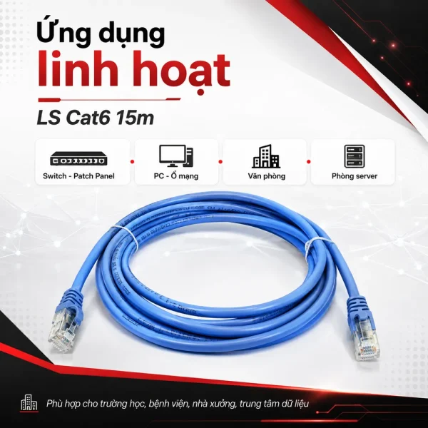 Dây nhảy mạng LS Cat6 15m – Patch cord LS Cat6 15m