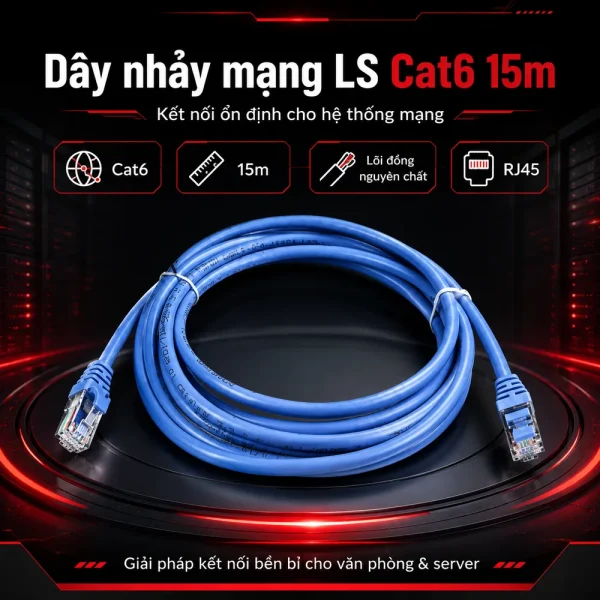 Dây nhảy mạng LS Cat6 15m – Patch cord LS Cat6 15m