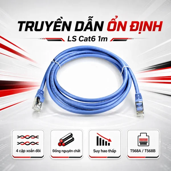 Dây nhảy mạng LS Cat6 1m – Patch cord LS Cat6 1m