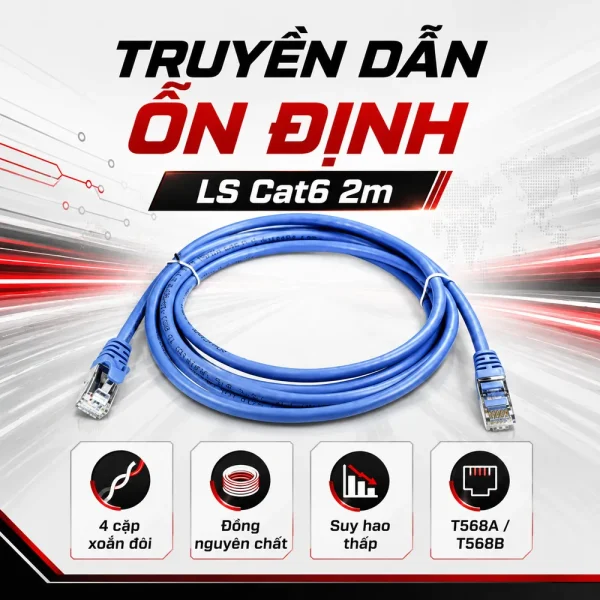 Dây nhảy mạng LS Cat6 2m – Patch cord LS Cat6 2m
