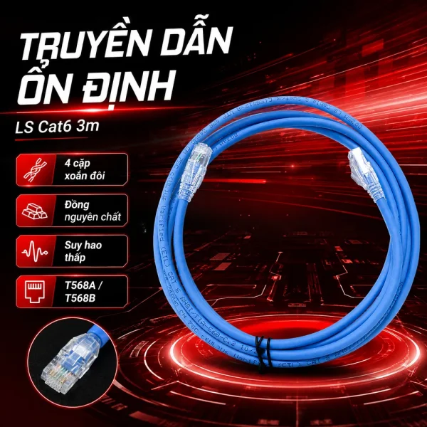 Dây nhảy mạng LS Cat6 3m – Patch cord LS Cat6 3m