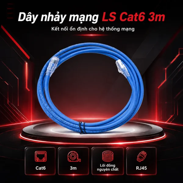 Dây nhảy mạng LS Cat6 3m – Patch cord LS Cat6 3m