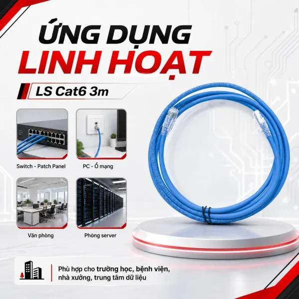 Dây nhảy mạng LS Cat6 3m – Patch cord LS Cat6 3m