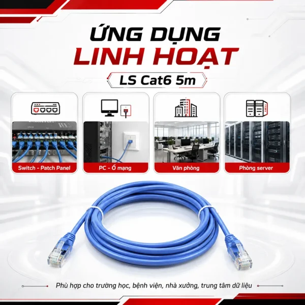 Dây nhảy mạng LS Cat6 5m – Patch cord LS Cat6 5m
